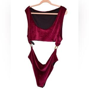 New ~ ASOS ~ Curve Ring Side Swimsuit In Red Velvet 18